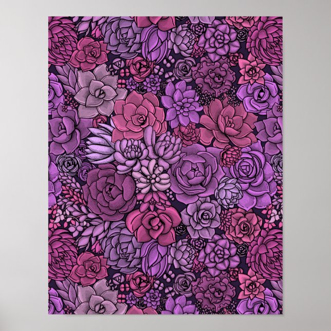 Affiche Jardin succulent en rose et violet (Devant)