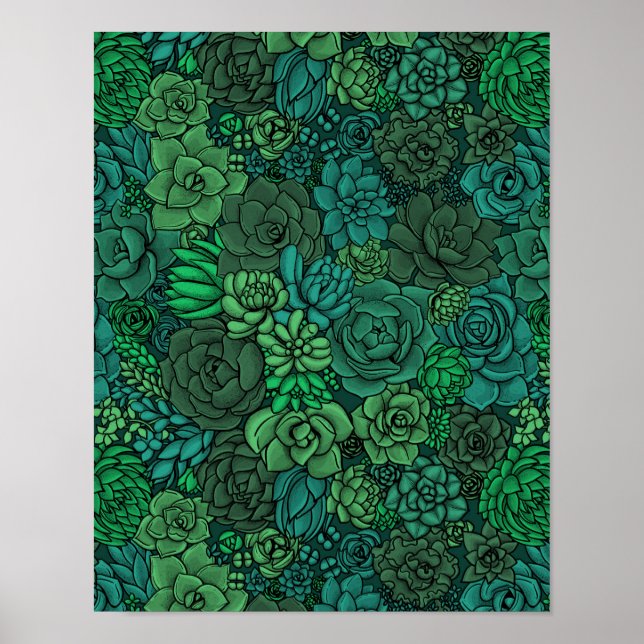 Affiche Jardin succulent en vert (Devant)
