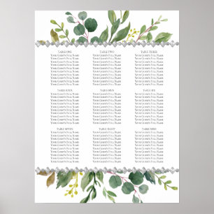 Affiche Jardin Vert Boho Eucalyptus Carte de siège à la me