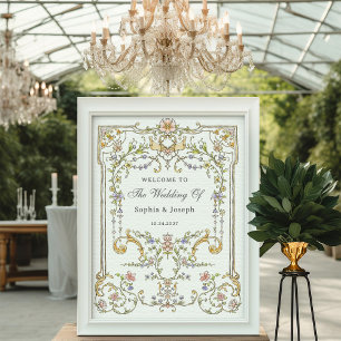 Affiche Jardin vintage   Accueil Mariage Luxe coloré