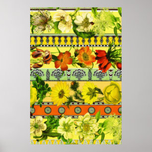 Affiche Jardin vintage Jaune Floral Botanique