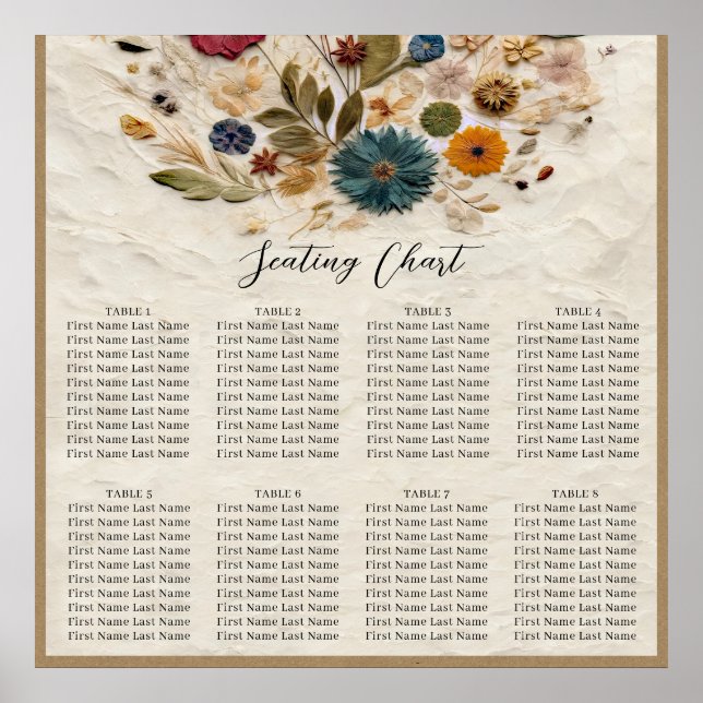 Affiche Jardin Whimsical Pressé Fleurs Mariage bohème (Devant)