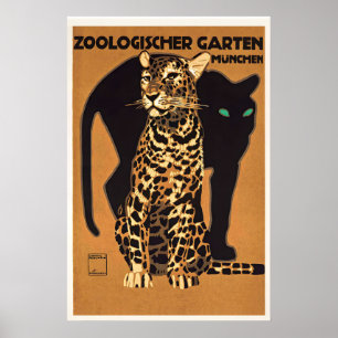 Affiche Jardin zoologique de Munich Panthère noire anf