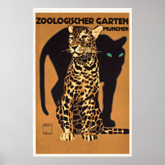 Affiche Jardin zoologique de Munich Panthère noire anf