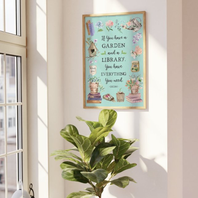 Affiche Jardinage et citation de bibliothèque Jardin flora (Lifestyle photo)