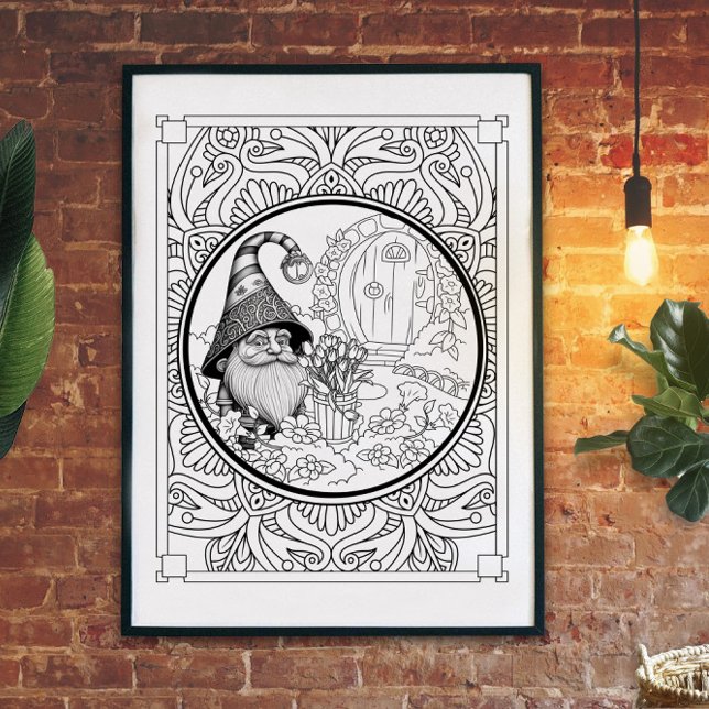 Affiche Jardinage Gnome Couleur adulte (Créateur téléchargé)