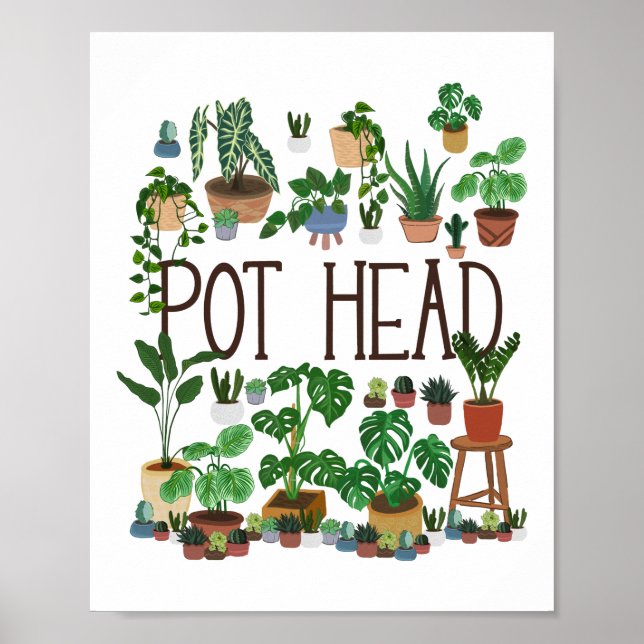 Affiche Jardinage Poted Plante Pot Head (Devant)
