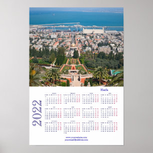 Affiche Jardins bahá'ís, Haïfa, Israël Calendrier 2022 Aff
