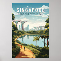 Jardins de Singapour par la baie Voyage Art Vintag