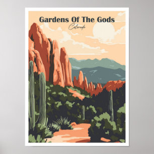 Affiche Jardins des Dieux Colorado Illustration de voyage