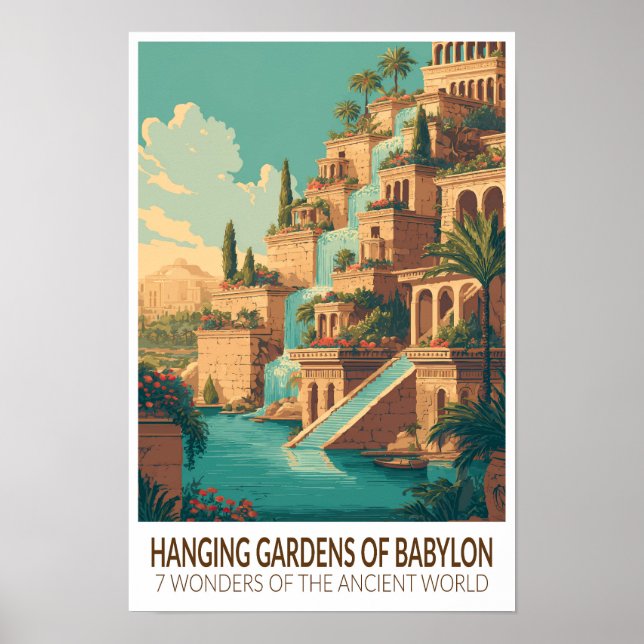Affiche Jardins suspendus de Babylone 7 Merveilles du Mond (Devant)