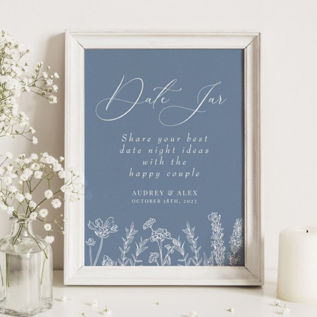 Affiche Jarre de date Fête de mariage champêtre Pervenche (Créateur téléchargé)