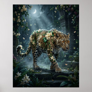Affiche Jasmine Léopard Lune Floraison