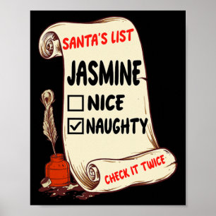 Affiche Jasmine Name - Père Noël Naughty Nice List Funny X