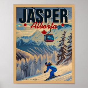 Affiche Jasper Alberta Mountains Canada Vintage 1950