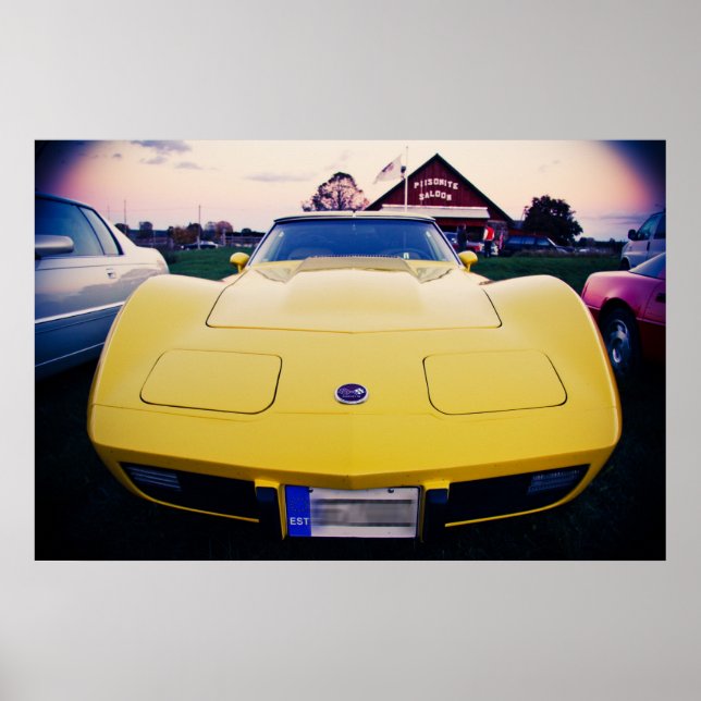 Affiche Jaune 1977 Chevrolet Corvette (Devant)