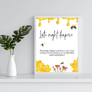 Affiche Jaune Baby shower d'abeille Jeu de couche tard nui