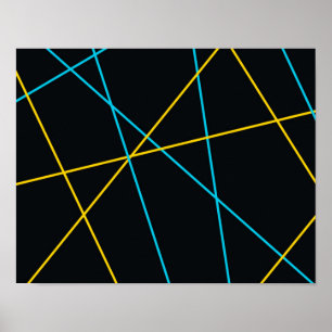 Affiche Jaune, Bleu, cool, tendance, urbain, lignes modern