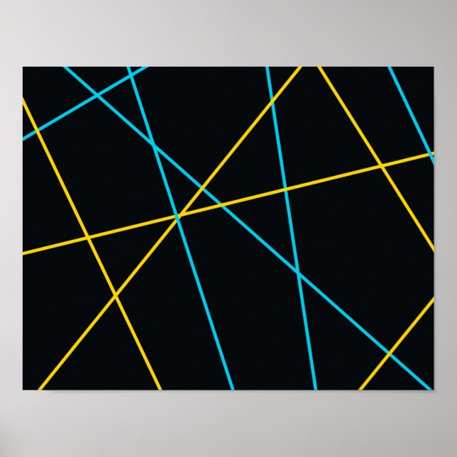 Affiche Jaune, Bleu, cool, tendance, urbain, lignes modern (Devant)