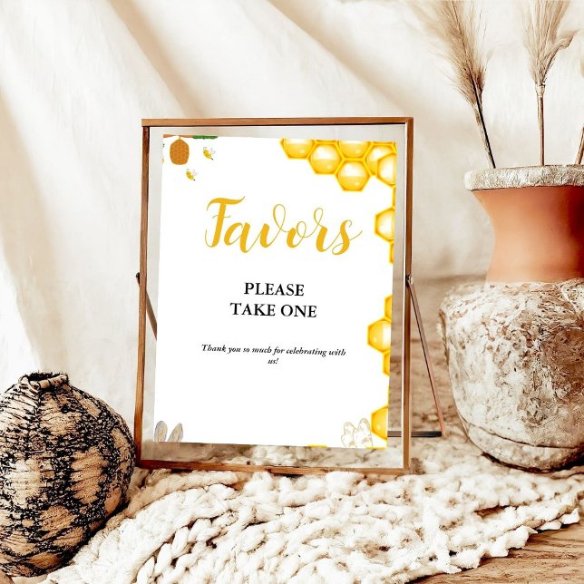 Affiche Jaune Bumble Bee baby shower Favoriser signe (Créateur téléchargé)