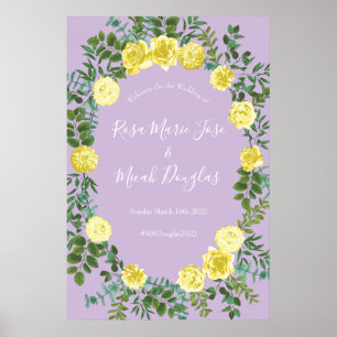 Affiche Jaune clair & Lilac Purple & Rose Floral Mariage