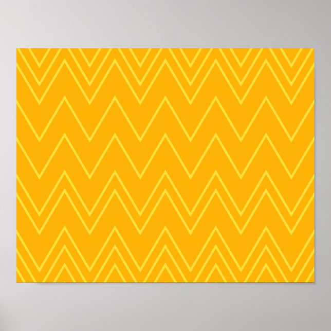 Affiche Jaune, cool, tendance, moderne, motif de zigzag ur (Devant)