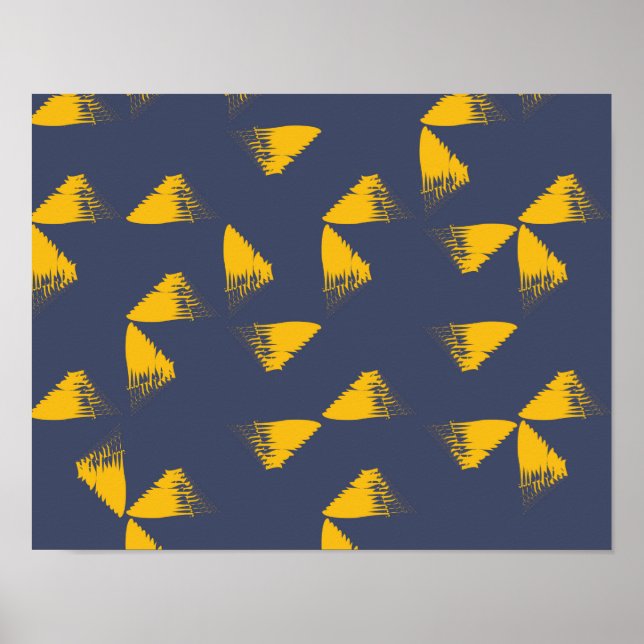 Affiche Jaune, cool, unique, triangles tendance (Devant)