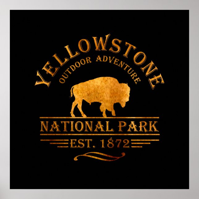 Affiche jaune doré de Yellowstone (Devant)