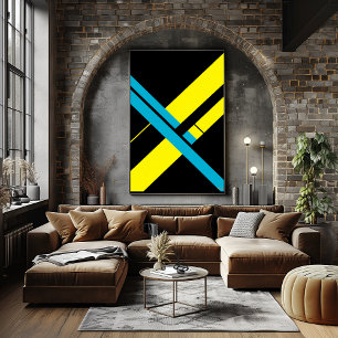 Affiche Jaune et cyan X Bauhaus Design Minimaliste