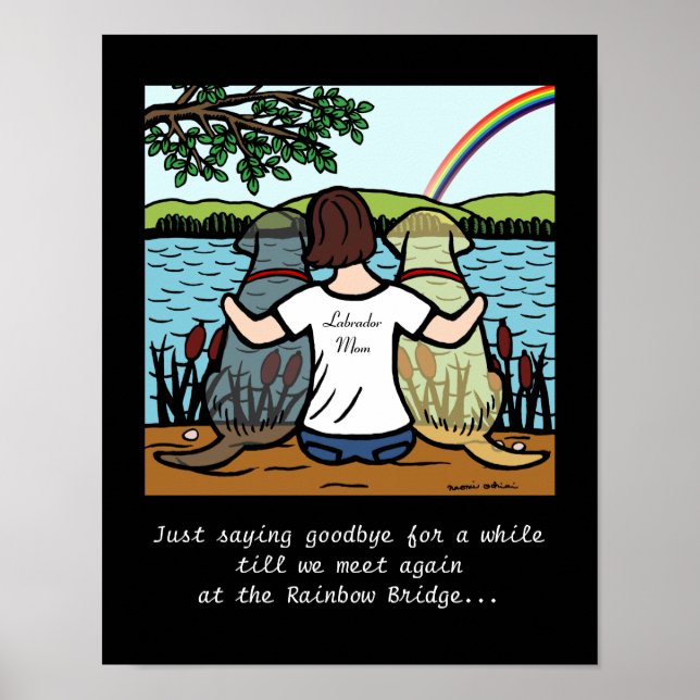 Affiche Jaune et Noir Labrador Angles et maman Brunette (Devant)