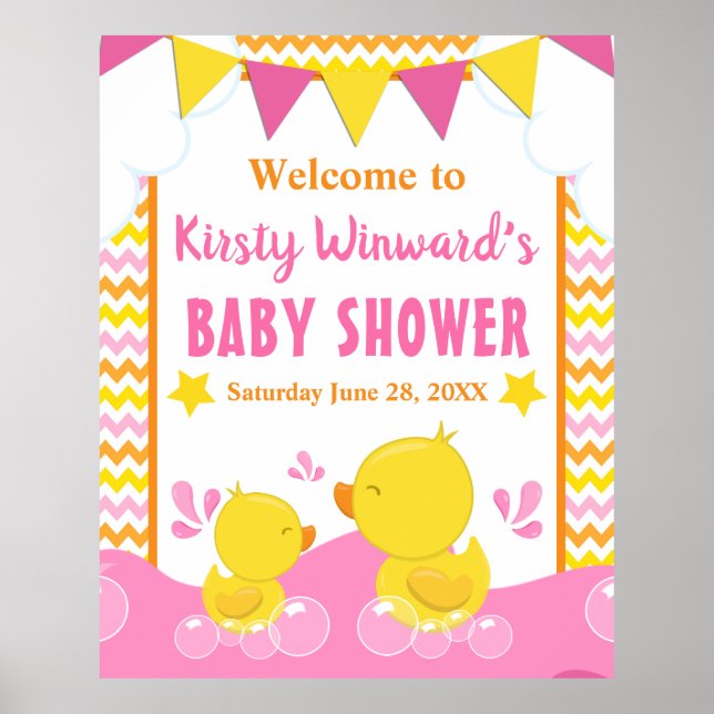 Affiche Jaune et rose en caoutchouc Ducky Polka Dot Baby s (Devant)