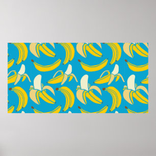 Affiche jaune frais banane tropicale sans soudure patte