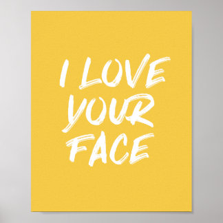 Affiche Jaune J'aime votre citation de typographie du visa