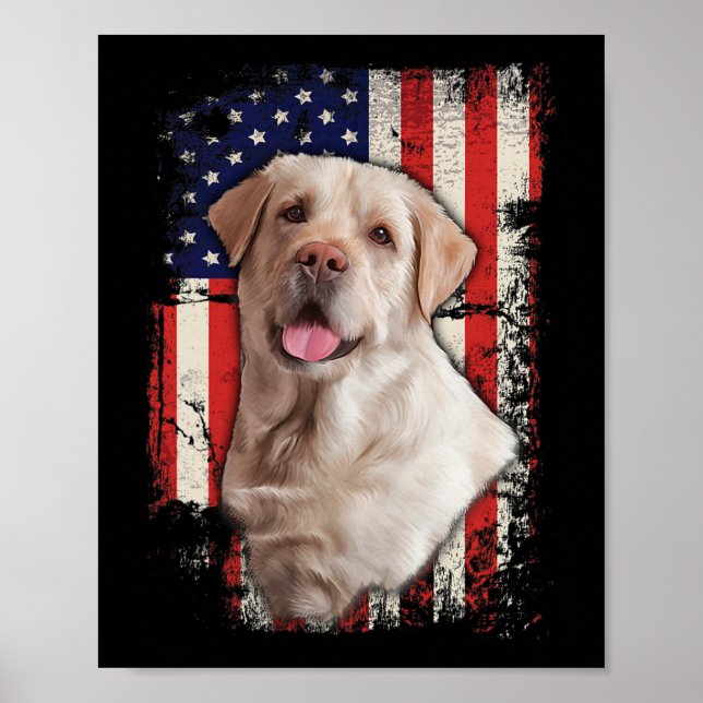 Affiche Jaune Labrador Labs Patriotique American Flag Chie (Devant)