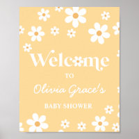 Jaune marguerite Retro Peace Love Baby shower Bien