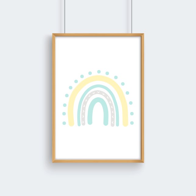 Affiche Jaune pastel Menthe Décor de nursery arc-en-ciel N (Créateur téléchargé)