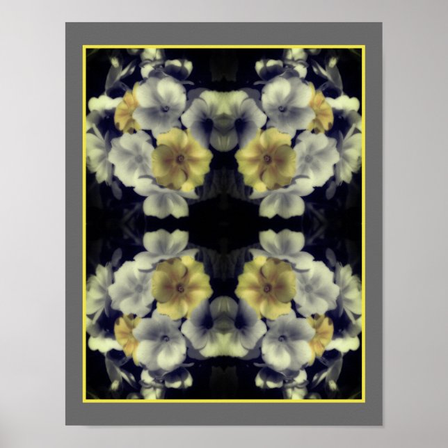 Affiche Jaune Primrose Fleur Partielle Couleur Abstraite (Devant)