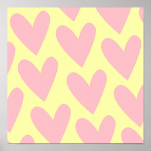 Affiche Jaune rose mignon Coeur simple Motif Y2K