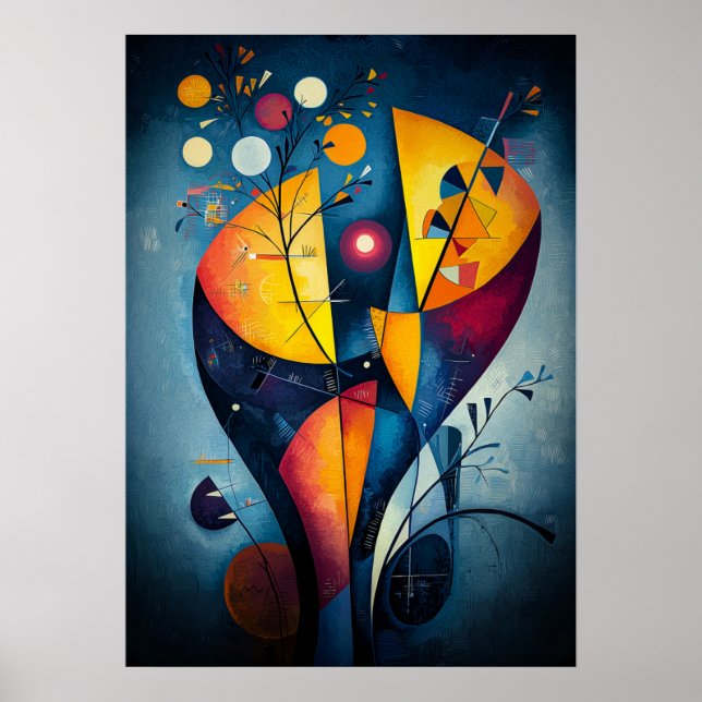 Affiche Jaune Rouge Bleu - Chef-d'œuvre cubiste Inspiré (Devant)
