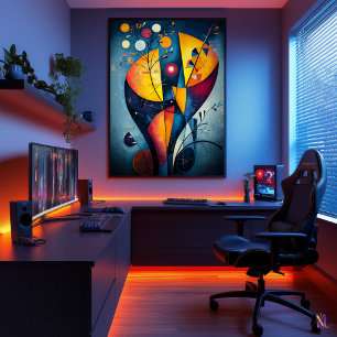 Affiche Jaune Rouge Bleu - Chef-d'œuvre cubiste Inspiré