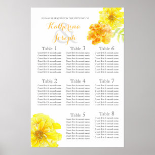 Affiche Jaune souci Planificateur de table de mariage 1-8