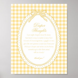 Affiche Jaune Vichy Coquette Noeud Pensees Lange Bébé