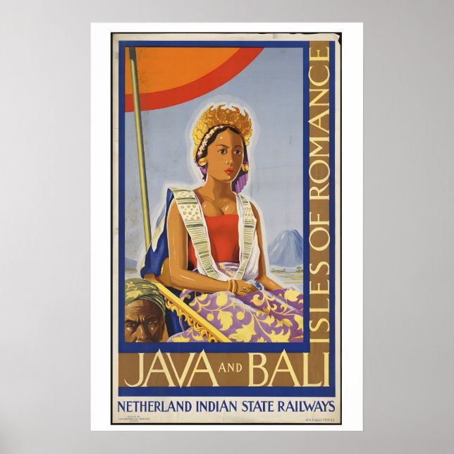 Affiche Java Bali Indonésie Îles de Romance Vintage (Devant)