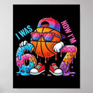 Affiche J'avais 6 ans J'ai 7 ans Anniversaire Basket-ball 