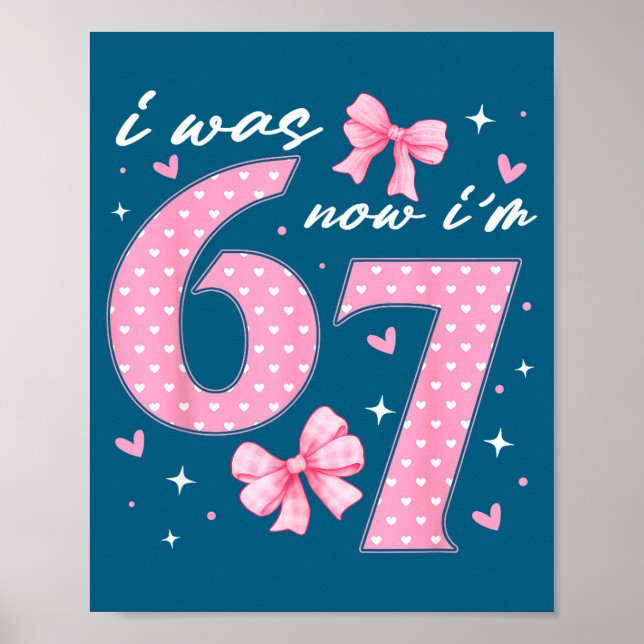 Affiche J'avais 6 ans maintenant j'ai 7 ans coquette noeud (Devant)