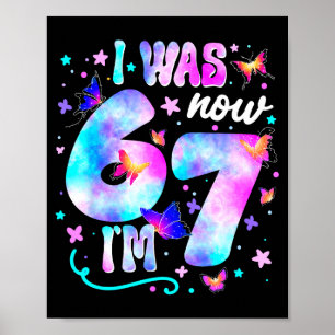 Affiche J'avais 6 ans maintenant j'ai 7 ans Papillon 7e an