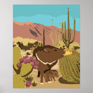 Affiche Javelina du sud-ouest de 20 po x 16 po