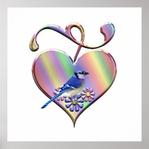 Affiche Jay bleu dans un joli coeur