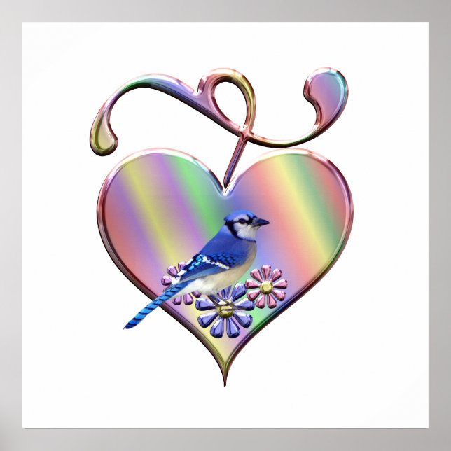 Affiche Jay bleu dans un joli coeur (Devant)
