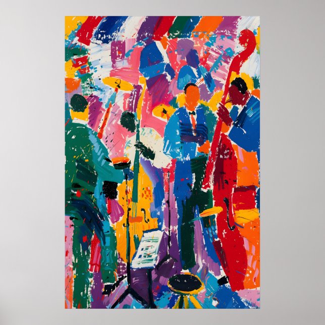 Affiche Jazz Abstract Art Print Matisse-Inspired Music (Devant)